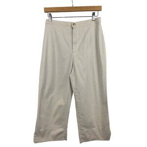 Stephanie Parks Womens Beige Checkered Pants Size M Cotton Blend